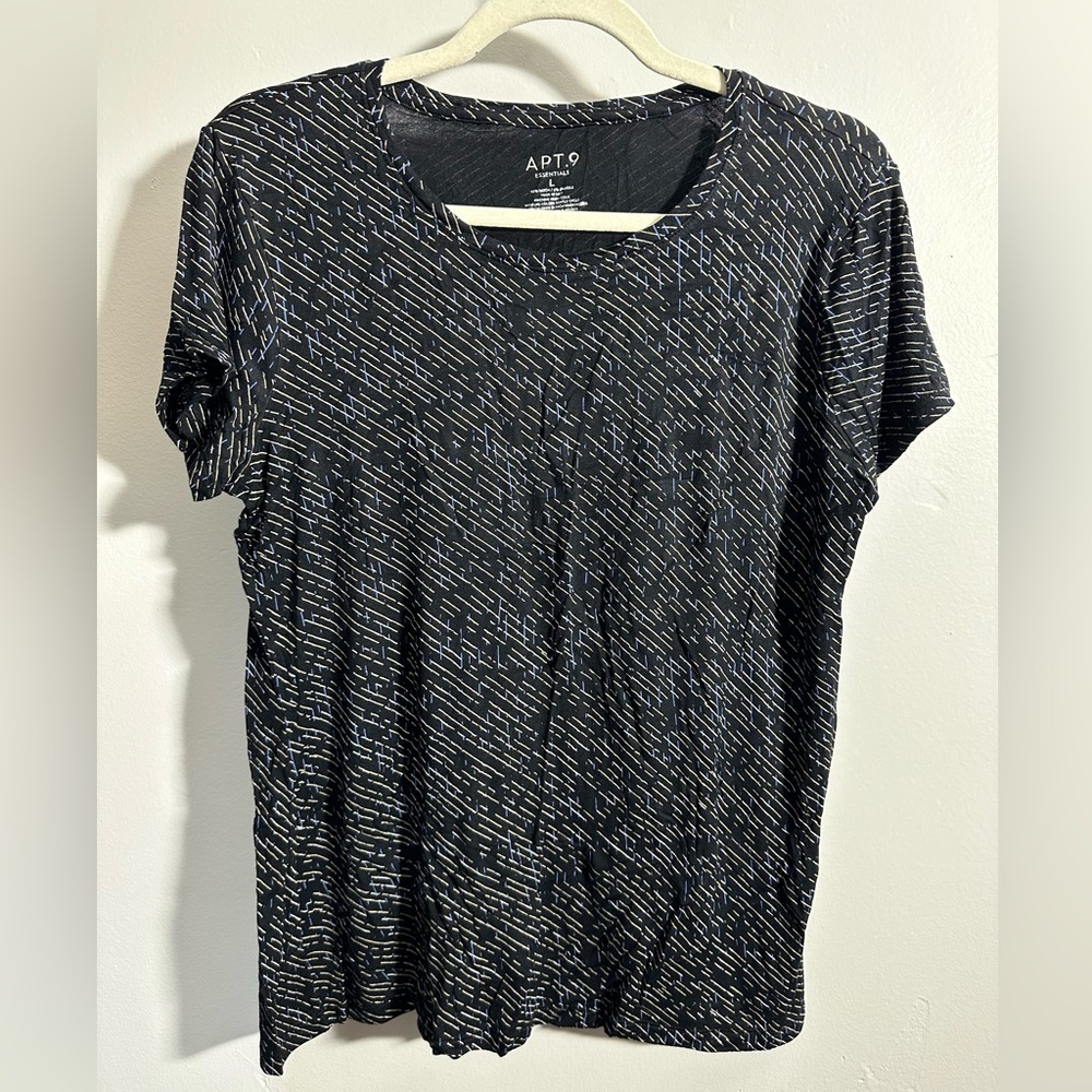 APT 9 Essentials Women's L Crewneck Women's Black Rain T-shirt | SKU 0968